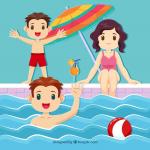Family background doing different activities Free Vector
